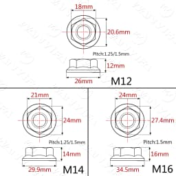 Wanyifa Titanium Nut M5 M6 M8 M10 M12 M14 M16 Flange Nuts for Bicycle Motorcycle Car