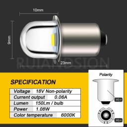 Ruiandsion P13.5S LED Bulb 6V 12V 24V Mini LED Indicator Light for Flashlight Work Light Motorcycle Instrument Lamp 3000K/6000K