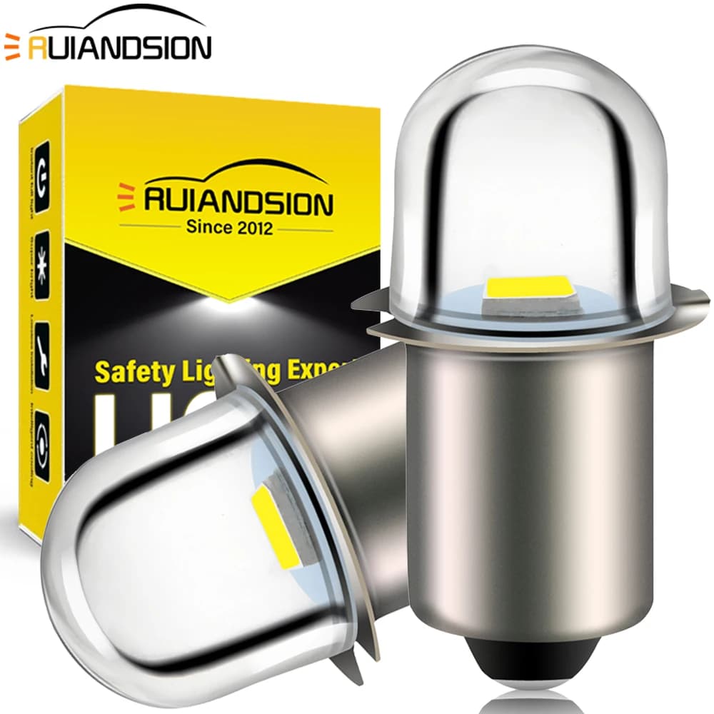 Ruiandsion P13.5S LED Bulb 6V 12V 24V Mini LED Indicator Light for Flashlight Work Light Motorcycle Instrument Lamp 3000K/6000K