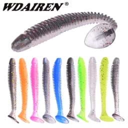 WDAIREN Pesca Jig Wobblers Worm Soft Lures 5cm 7cm 9cm Double Color Artificial Silicone Bait Bass Isca Swimbaits Fishing Tackle