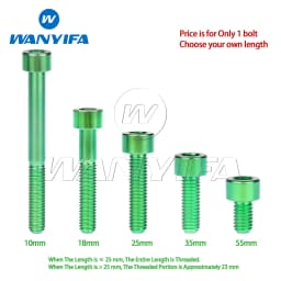 Wanyifa Titanium Bolt M5 X 10 12 16 18 20 23 25 30 35 40 45 50 55 60mm Screw for Bike MTB / Road Bicycle Seatpost Headset Brake