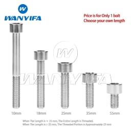 Wanyifa Titanium Bolt M5 X 10 12 16 18 20 23 25 30 35 40 45 50 55 60mm Screw for Bike MTB / Road Bicycle Seatpost Headset Brake
