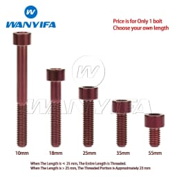 Wanyifa Titanium Bolt M5 X 10 12 16 18 20 23 25 30 35 40 45 50 55 60mm Screw for Bike MTB / Road Bicycle Seatpost Headset Brake