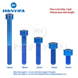 Wanyifa Titanium Bolt M5 X 10 12 16 18 20 23 25 30 35 40 45 50 55 60mm Screw for Bike MTB / Road Bicycle Seatpost Headset Brake