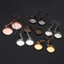 10pcs 10-25mm Tray Bezel Cabochon Earring Hook Blank Setting Round Pendant Ear Base Findings For DIY Glass Cameo Jewelry Making