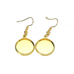 10pcs 10-25mm Tray Bezel Cabochon Earring Hook Blank Setting Round Pendant Ear Base Findings For DIY Glass Cameo Jewelry Making