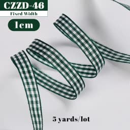 5 Yards Checked Polyester Ribbon 3/8 Inch Plaid Tartan Fabric Craft Ribbon,for Hair Accessories Craft Wrapping Party Decorations