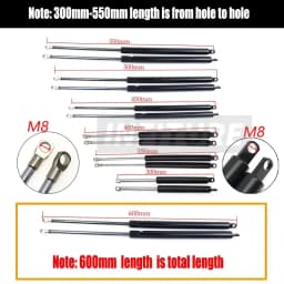 2pcs 400N 300-600mm Car Gas Struts Bonnet Hood Trunk Tailgate Shock Lift Strut Support Bar Gas Spring Bus Bed Truck Boat Window