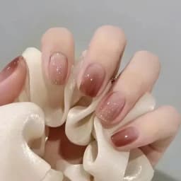 24Pcs Ballerina False Nails with Jelly Glue Short Nail Beauty Tool Press on Fake Nails Full Cover Artificial Nails Tips Manicure