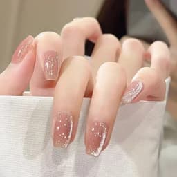 24Pcs Ballerina False Nails with Jelly Glue Short Nail Beauty Tool Press on Fake Nails Full Cover Artificial Nails Tips Manicure