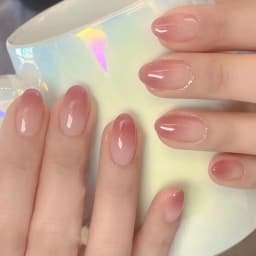 24Pcs Ballerina False Nails with Jelly Glue Short Nail Beauty Tool Press on Fake Nails Full Cover Artificial Nails Tips Manicure