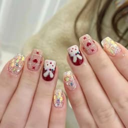 24Pcs Ballerina False Nails with Jelly Glue Short Nail Beauty Tool Press on Fake Nails Full Cover Artificial Nails Tips Manicure
