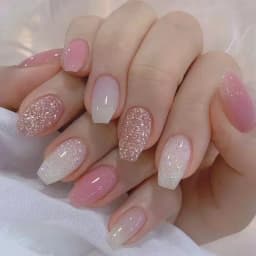 24Pcs Ballerina False Nails with Jelly Glue Short Nail Beauty Tool Press on Fake Nails Full Cover Artificial Nails Tips Manicure