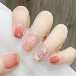 24Pcs Ballerina False Nails with Jelly Glue Short Nail Beauty Tool Press on Fake Nails Full Cover Artificial Nails Tips Manicure