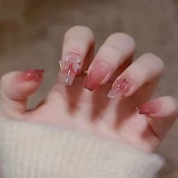 24Pcs Ballerina False Nails with Jelly Glue Short Nail Beauty Tool Press on Fake Nails Full Cover Artificial Nails Tips Manicure