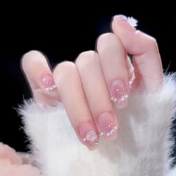 24Pcs Ballerina False Nails with Jelly Glue Short Nail Beauty Tool Press on Fake Nails Full Cover Artificial Nails Tips Manicure