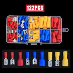 102/122/222/280/300pcs Assorted Spade Terminals Insulated Cable Splice Butt Connector Electrical Wire Crimp Ring Fork Lugs Kit