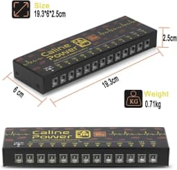 Caline CP-206 Truly Isolated Pedal Power Supply 12 Outputs For Guitar Effects with Adapter and Cables