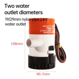 SEAFLO Bilge Pump 12V24V DC Submersible Pump Marine Oil Drum Cruise Ship Water Pump Small Miniature Battery Water Pump
