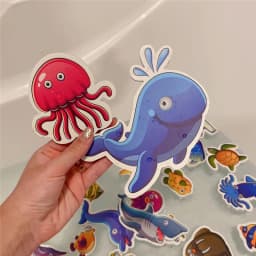 Kids Bathroom Toys Bathtub Soft EVA Paste Early Education DIY Sticker Puzzles Non Toxic Kids Fun Foam Sea Animal Bath Set Toys