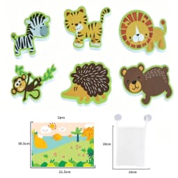 Kids Bathroom Toys Bathtub Soft EVA Paste Early Education DIY Sticker Puzzles Non Toxic Kids Fun Foam Sea Animal Bath Set Toys