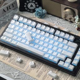 MAIMOOO Translucent Keycaps Jelly Jello Pink 123 Keys Layout White DIY Backlit Crystal Keycaps For Mechanical Keyboard