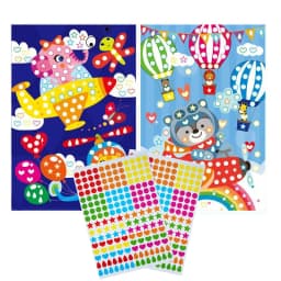 Children Colorful Round Dot Puzzle Stickers Cartoon Animal Mosaic Puzzle Stickers Patience Training DIY Education Toys Kids Gift