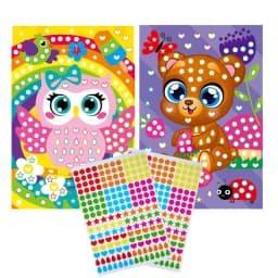 Children Colorful Round Dot Puzzle Stickers Cartoon Animal Mosaic Puzzle Stickers Patience Training DIY Education Toys Kids Gift