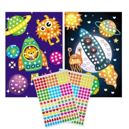 Children Colorful Round Dot Puzzle Stickers Cartoon Animal Mosaic Puzzle Stickers Patience Training DIY Education Toys Kids Gift