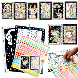 Children Colorful Round Dot Puzzle Stickers Cartoon Animal Mosaic Puzzle Stickers Patience Training DIY Education Toys Kids Gift