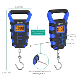 50Kg Hanging Scale with Ruler Digital Portable Fish Hook Electronic Weighting Luggage Scale LED Display Balance Висячие