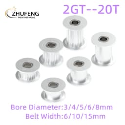 GT2 2GT 20 Teeth Synchronous Timing Idler Pulley Bore 3 4 5 6 8mm With Bearing For 6 10 15mm Belt 3D Printer Accessories