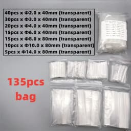 135 PCS Transparent Heat Shrinkable Tube Combination Suit Electrical Tape Insulation Sleeve Data Line 2:1 TimesshrinkWire Cable