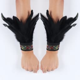 Gothic Punk Feather Wrist Cuff Steampunk Gloves Bracelet Carnival Stage Showgirl Hand Sleeves Party Cosplay Feather Arm Warmer