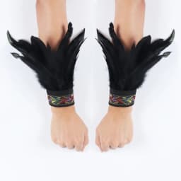 Gothic Punk Feather Wrist Cuff Steampunk Gloves Bracelet Carnival Stage Showgirl Hand Sleeves Party Cosplay Feather Arm Warmer
