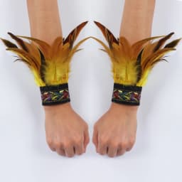 Gothic Punk Feather Wrist Cuff Steampunk Gloves Bracelet Carnival Stage Showgirl Hand Sleeves Party Cosplay Feather Arm Warmer