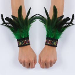 Gothic Punk Feather Wrist Cuff Steampunk Gloves Bracelet Carnival Stage Showgirl Hand Sleeves Party Cosplay Feather Arm Warmer