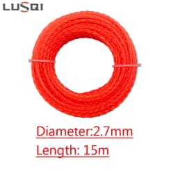 LUSQI 5m/10m/15m*2.4mm/2.7mm/3mm/3.5mm/4mm Grass Trimmer Line Nylon Spiral Brush Cutter Rope Lawn Mower Head Accessory