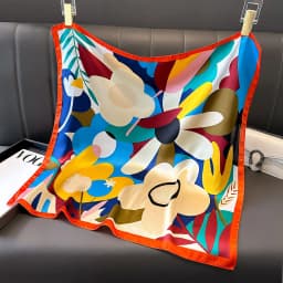 2025 Silk Shawl Print Headscarf Cat Hair Wrap Neckerchief Female Satin Square Scarf For Women Headband Foulard Hijab Bandana