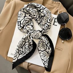 2025 Silk Shawl Print Headscarf Cat Hair Wrap Neckerchief Female Satin Square Scarf For Women Headband Foulard Hijab Bandana