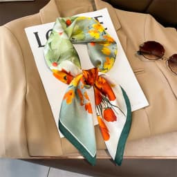 2025 Silk Shawl Print Headscarf Cat Hair Wrap Neckerchief Female Satin Square Scarf For Women Headband Foulard Hijab Bandana