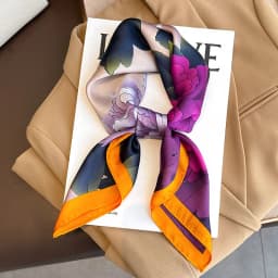 2025 Silk Shawl Print Headscarf Cat Hair Wrap Neckerchief Female Satin Square Scarf For Women Headband Foulard Hijab Bandana