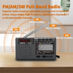 XHDATA D-368 FM Radio BT Portable AM FM SW 12 Bands Stereo Radio Receiver Wireless Pocket Bluetooth-compatible USB TF MP3 Player