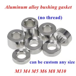 10/5pcs M3 M4 M5 M6 M8 M10 Aluminum Flat Washer Aluminum Bushing Gasket Spacer Non-threaded Standoffs Length 2mm to 30mm