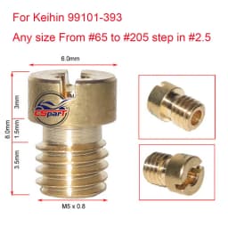 Size #65 to #118 M5*0.8 Carburetor Main Jet Injectors Nozzle For Keihin 99101-393 CVK PE PZ PWK Carburetor