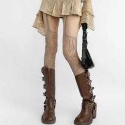 Lolita Gothic Girls Hollow Out Fishnet Stockings Women Fashion Halloween Black Tights Garter Over Knee Socks Sheer Pantyhose