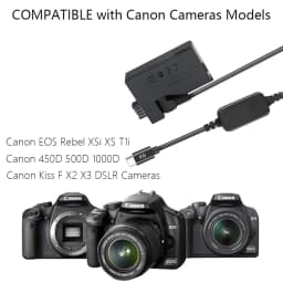 5V USB-C ACK-E5 Drive Cable Power Adapter LP-E5 Dummy Battery DR-E5 DC Coupler Grip for Canon EOS 450D 500D 1000D XS XSi T1i