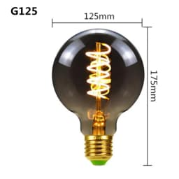 LED ST64 G95 G125 4W 8W Dimmable E27 220V 110V Smoky Gray 2700K GSpiral Filament Bulb Retro Vintage Decorative Light Edison Lamp