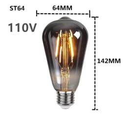 LED ST64 G95 G125 4W 8W Dimmable E27 220V 110V Smoky Gray 2700K GSpiral Filament Bulb Retro Vintage Decorative Light Edison Lamp