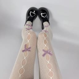 Lolita Cosplay Girls Bowknot Hollow Out Pantyhose Sexy Thin Ins Tide Lace Tights Anime Socks Black White Fishnet Silk Stockings